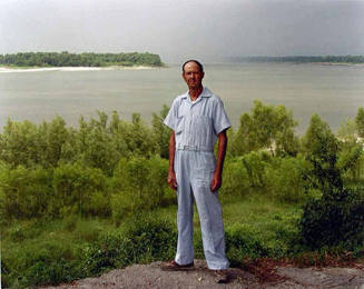 A Man on the banks of the Mississippi, Baton Rouge, Louisiana