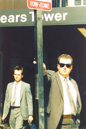 Man Waiting at Franklin Street Entrance, Sears Tower, from the Changing Chicago Project