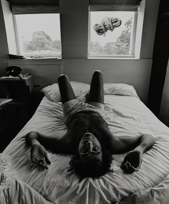 Untitled (Uelsmann In Bed With Rope In Window)