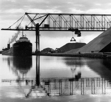 Steamer Kinsman Independent Unloading Cement Clinker at Superior, Wisconsin