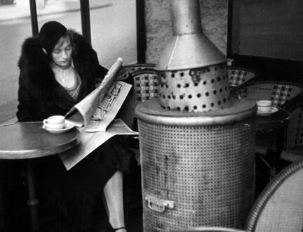 Café du Dome, Winter Morning, Paris (woman in café)