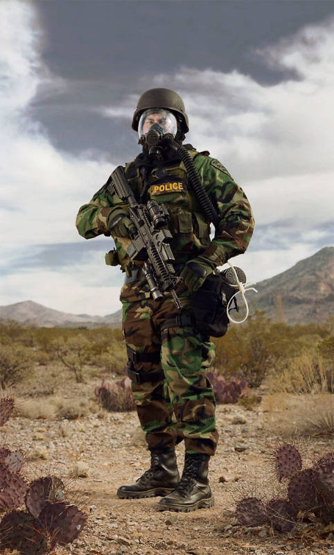 Police SWAT, camouflage (Tucson, AZ, Police Department SWAT, "Terror Town" Playas Training Center, NM)