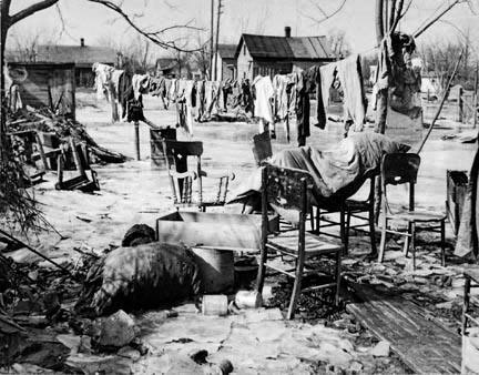 A backyard in Maunie, Illinois, after the flood