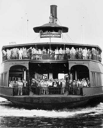 Ferryboat Binghamton, Hoboken Ferry, Arriving at the Barclay St. Terminal, New York