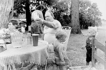 Picnic Celebrating Randy's Birthday; Randy, Sandra, Grandpa, Poppy, and Cousin Gina, Caledonia Road, from Changing Chicago