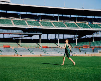 Running in Wrigley Field, from The Green Dress, a Chicago Story portfolio 