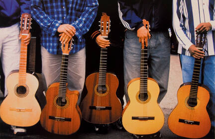 Guitar Players Wait Their Turn to Join in on the Annual Cinco de Mayo Parade Down Cermak Road in Chicago, May 1987