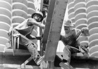 Ironworker Placing a Beam, 35 W. Wacker Drive, from Changing Chicago