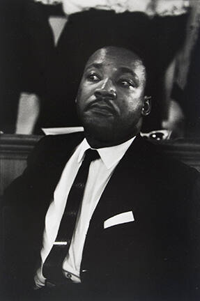 Dr. Martin Luther King just before he speaks at Birmingham