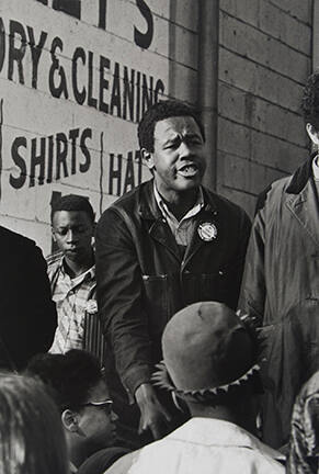 Willie Ricks was one of SNCC's great stump speakers, capable of getting great emotional responses from a crowd. During the Meredith March in Mississippi, where King and Stokely Carmichael marched side by side, it was Ricks who first unleashed the "Black Power" cry. Here he speaks in Atlanta.