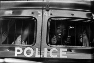 Atlanta, police car window