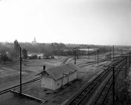 Lockport Railroad Station from Route 7 Bridge Over Canal, from Changing Chicago