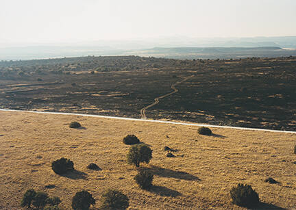 Untitled (road dividing charred land), Fort Davis, Texas