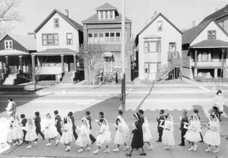A Group of First Holy Communion Pass the St. Michaels Rectory on Their Way to Church, May 1, 1987