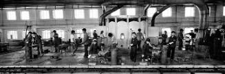 Workers in the Number 1 Glass Factory, Pyongyang, October, 2001