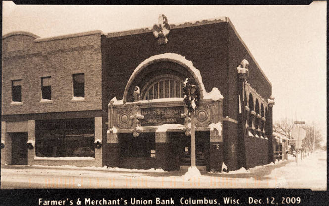 Farmer's & Merchant's Union Bank Columbus, Wisc. Dec 12, 2009, from the "Real Photo Postcards of People & Places" series