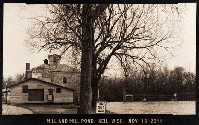 Mill and Mill Pond Keil, Wisc. Nov. 18, 2011, from the "Real Photo Postcards of People & Places" series