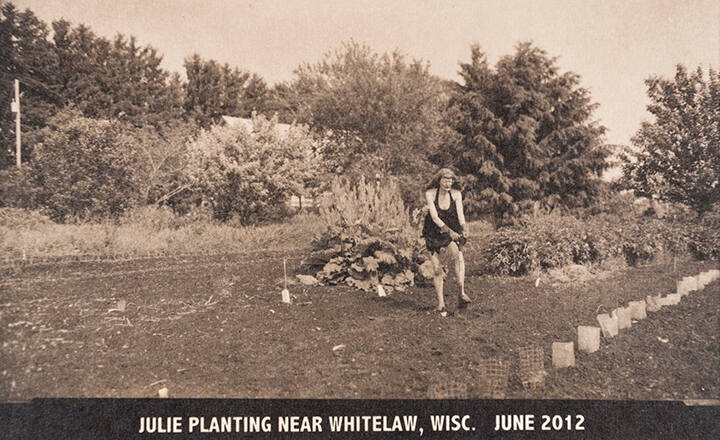 Julie planting near Whitelaw, Wisc. June 2012, from the "Real Photo Postcards of People & Places" series