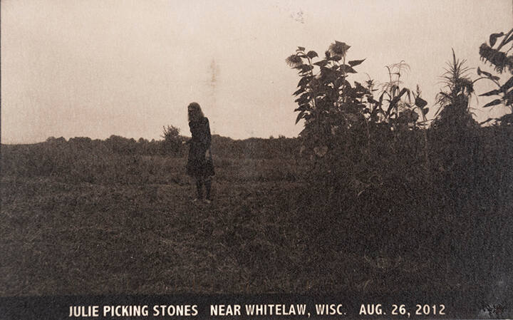 Julie Picking Stones Near Whitelaw, Wisc. Aug 26, 2012, from the "Real Photo Postcards of People & Places"