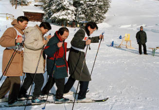 Switzerland, Davos, World Economic Forum, Delegates take part in sports breaks during the Forum