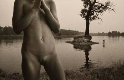 Untitled (nude torso on riverbank), from the "Ostrava" series