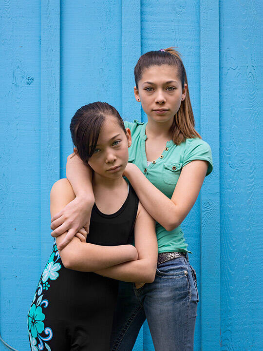 Precious and Ruby Before Wrestling Practice, California, from the "Human Nature" series