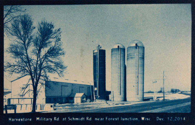 Harvestore Military Rd at Schmidt Rd near forest Junction, Wisc Dec 12, 2014, from the "Real Photo Postcards of Peoples & Places" series