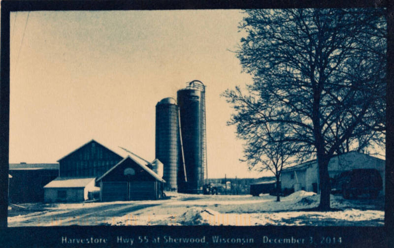 Harvestore Hwy 55 at Sherwood, Wisconsin December 3, 2014, from the "Real Photo Postcards of Peoples & Places" series