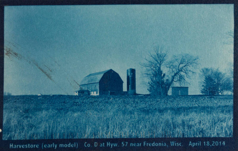 Harvestore (early model) Co. Co. ay Hyw. 57 near fredonia, Wisc.. April 18, 2014, from the "Real Photo Postcards of Peoples & Places" series