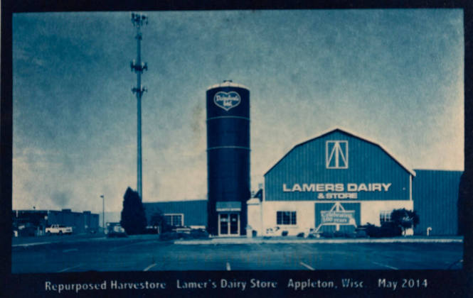 Repurposed Harvestore Lamer's Dairy store Appleton, Wisc. May 2014, from the "Real Photo Postcards of Peoples & Places" series