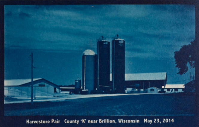 Harvestore Pair County 'K' near Brillion, Wisconsin May 23, 2014, from the "Real Photo Postcards of Peoples & Places" series