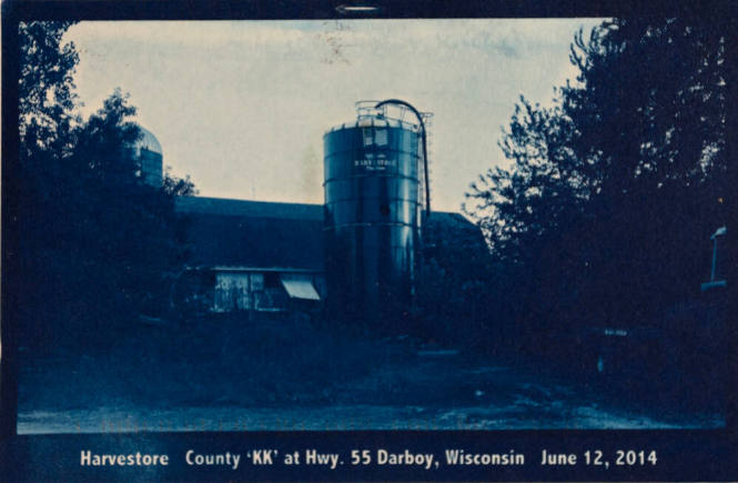 Harvestore Pair County 'KK' at hwy 55 Darboy, Wisconsin June 12, 2014, from the "Real Photo Postcards of Peoples & Places" series