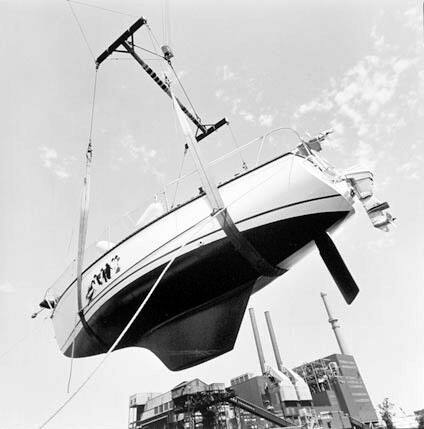 Putting a Yacht in the River at Crowley's Yacht Yard, Archer Avenue, West of Halsted, from Changing Chicago